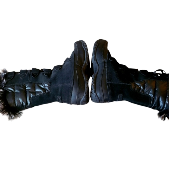 Northface Prima Loft Black Suede Fur Snow Boots Weather Proof 200 Gram Lace Up - Picture 5 of 7